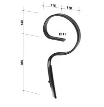 Ząb sprężynowy, 32x10x525 mm prosty z redliczką-CP40