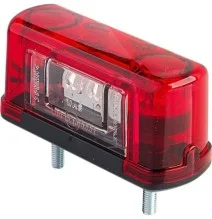 Lampa oświetlenia tablicy rejestracyjnej LED, prostokątna, czerwona 12/24V przykręcana Waś | 1400300451