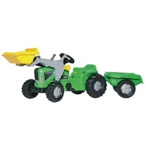 R63003 Traktor z napędem na pedały z ładowaczem i przyczepą Futura, zielony, wiek od 2.5 lat Rolly Kiddy Rolly Toys