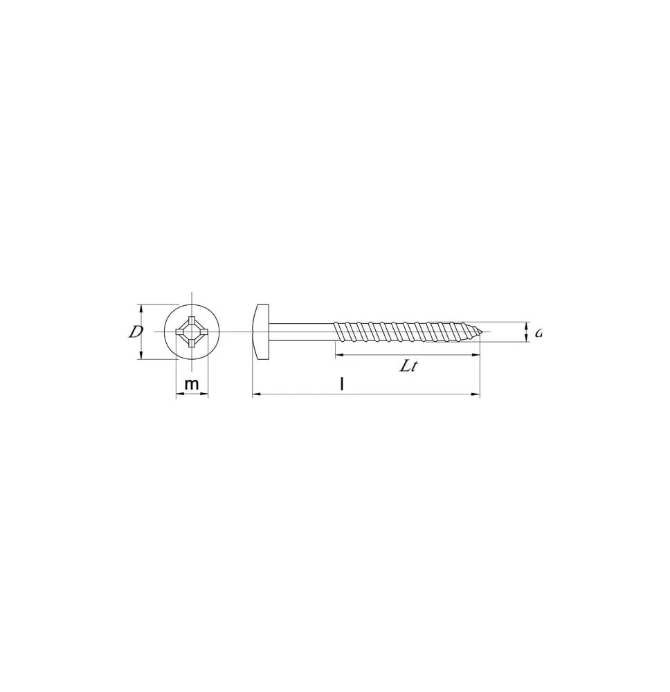Wkręt do drewna 4x50 mm PZ2 z łbem soczewkowym, stal Kramp
